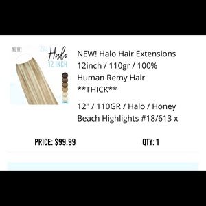12 inch halo 100% Remy human hair